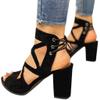 BORAMAX Women's Open Toe Shoes Lace Up High Chunky Heel Roman Sandals Fashion Summer Evening Dress High Heel Sandal Shoes view 1