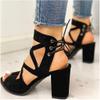 BORAMAX Women's Open Toe Shoes Lace Up High Chunky Heel Roman Sandals Fashion Summer Evening Dress High Heel Sandal Shoes view 2