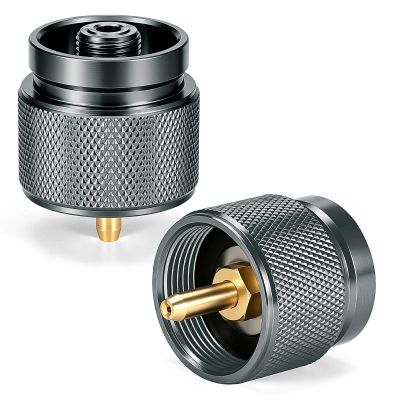 SEADESKY 2Pcs Camping Stove Adapter Propane to Butane Adapter 1 Lb Propane Small Tank Input EN417 Lindal Valve Output Gas Adapter Converter Outdoor Cylinder LPG Canister Convert