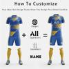 ORKY Men Custom Soccer Jersey with Short, Youth Personalize Name Number Shirt, Kids Training Team Uniform(Blue Yellow 120cm) view 3