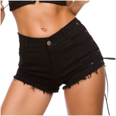 Women Sexy Denim Cut Off Shorts Low/High Waist Distressed Ripped Jean Shorts Summer Beach Lace Up Hot Jeans Clubwear