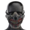  Airsoft Half Face Skull Horror Mask, Tactical Foldable Mesh Skull Mask for Halloween CS Hunting Paintball Gear view 2