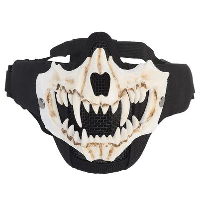  Airsoft Half Face Skull Horror Mask, Tactical Foldable Mesh Skull Mask for Halloween CS Hunting Paintball Gear