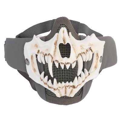  Airsoft Half Face Skull Horror Mask, Tactical Foldable Mesh Skull Mask for Halloween CS Hunting Paintball Gear