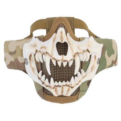  Airsoft Half Face Skull Horror Mask, Tactical Foldable Mesh Skull Mask for Halloween CS Hunting Paintball Gear