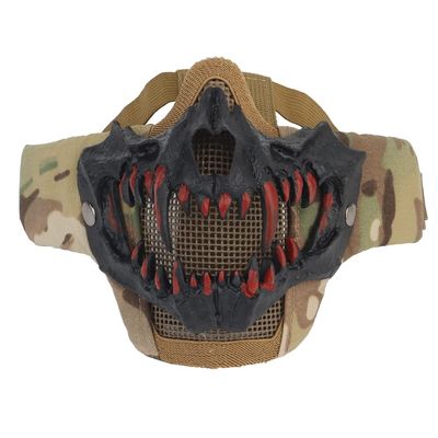  Airsoft Half Face Skull Horror Mask, Tactical Foldable Mesh Skull Mask for Halloween CS Hunting Paintball Gear
