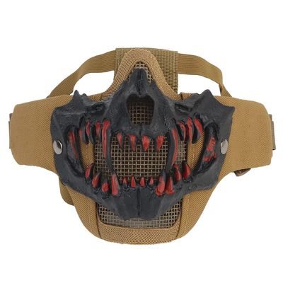  Airsoft Half Face Skull Horror Mask, Tactical Foldable Mesh Skull Mask for Halloween CS Hunting Paintball Gear