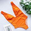 Muteiki Women's One Piece Swimsuit,Solid Color Bikini Beach Swimwear Tummy Control Bathing Suit Swimming Costume X/Orange/Small view 3