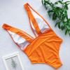 Muteiki Women's One Piece Swimsuit,Solid Color Bikini Beach Swimwear Tummy Control Bathing Suit Swimming Costume X/Orange/Small view 4