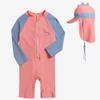 Baby Boys Girls Swimsuit Dinosaur Rash Guard Sun Protection Set Kids One Piece Zipper Bathing Suit Swimwear with HatPink,12-18Months view 3