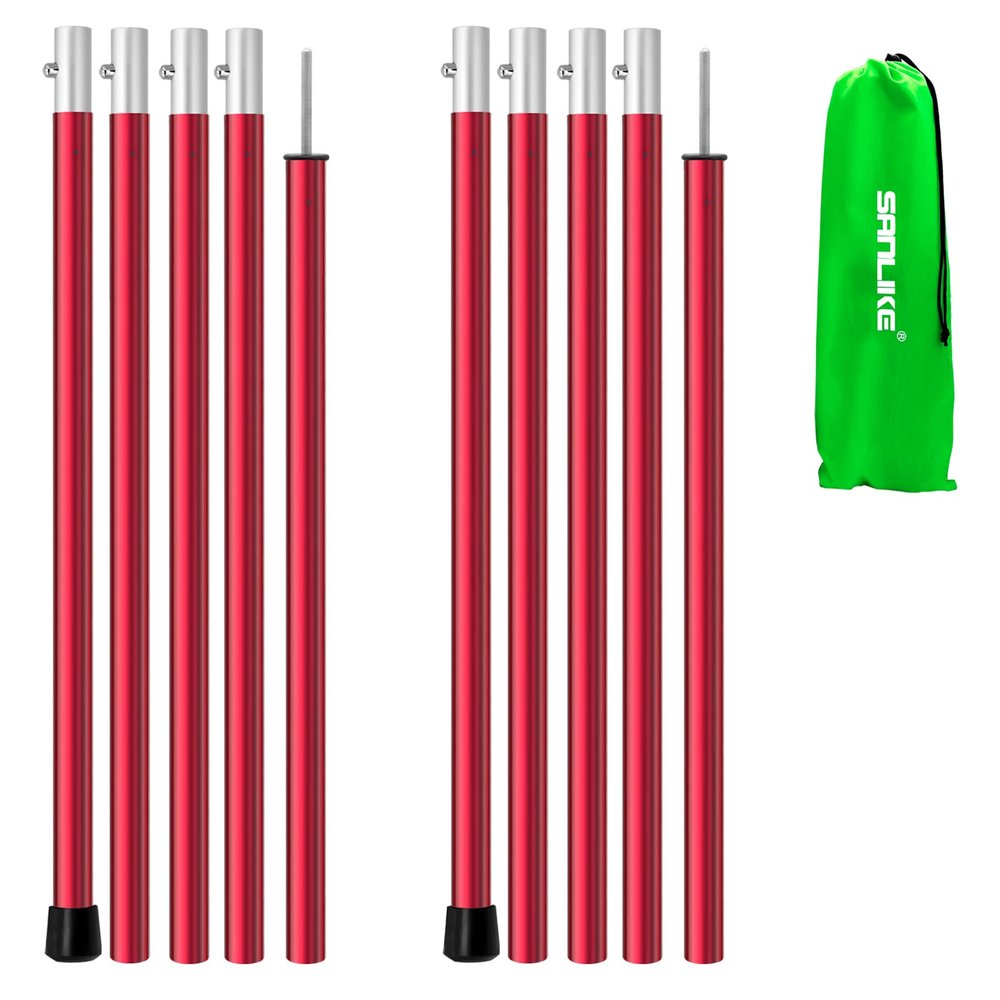 SAN LIKE Aluminum Tent Poles for Tarp - 75inch Adjustable Collapsible Poles for Awnings, Canopy, Rain Fly, Shelter - 2 Sets (5 Sections)