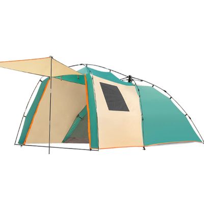 3-4 Person Tents for Camping Family Tent Canopy,Tent Outdoor Portable for BBQ,Camping,3 Large Mesh Windows Ventilation Waterproof Pop Up Large Tent (Color : Khaki+Green)