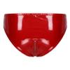 QinCiao Women's Shiny Latex Wet Look Booty Shorts High Waisted Zipper Crotch Cheeky Hot Pants O Ring Red XX-Large view 4