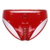 Loloda Women's Sexy Leather Wetlook High-Waisted Booty Shorts Hot Pants Night Party Clubwear O Ring Red Small view 1