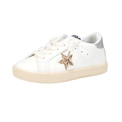 Auhoho Kids Glitter Star Lightweight Sneakers Slip On Loafers Outdoor Casual Running Sports Shoes for Girls Boys (9 Toddler, Silver2)