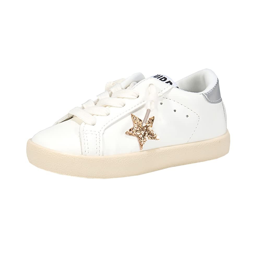 Auhoho Kids Glitter Star Lightweight Sneakers Slip On Loafers Outdoor Casual Running Sports Shoes for Girls Boys (9 Toddler, Silver2)