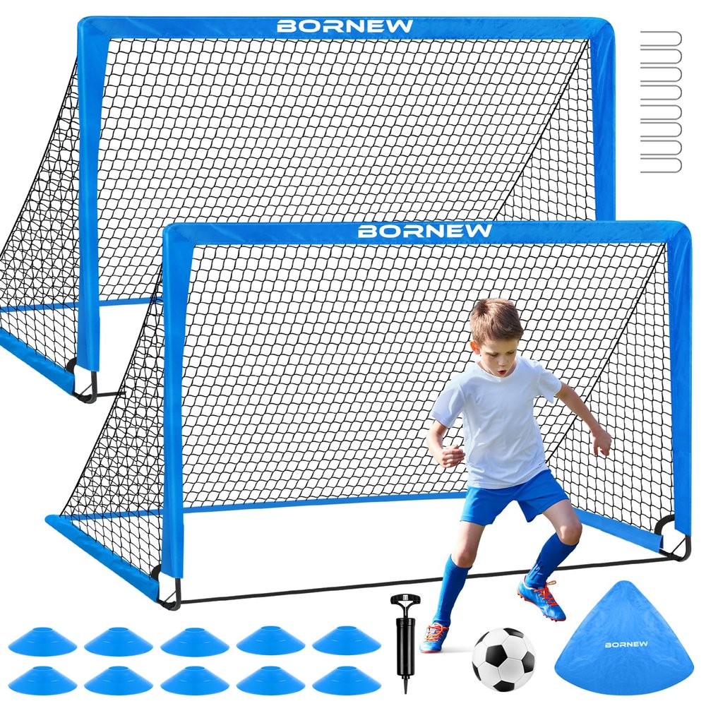 Kids Soccer Goal for Backyard Set - 2 Set of 6X4 / 4X3 ft Toddler Soccer Nets Training Equipment, Soccer Ball, Pop Up Portable Soccer Set for Kids and Youth Games and Training Goals Ages 3-16 Gift