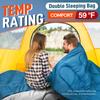 MEREZA Double Sleeping Bag for Adults Mens with Pillow, XL Queen Size for All Season Camping Hiking Backpacking 2 Person Sleeping Bags for Cold Weather & Warm (Diamond Blue) view 2