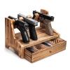 DGWJSU Pistol Rack Gun Safe, Real Wood Handgun Rack Holder for Gun Cabinet Accessories, Rustic Style Gun Rack Organizer for Nightstand, Gifts for Men view 1