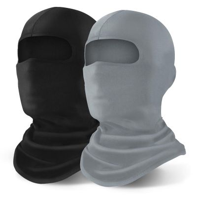 YESLIFE 2 Pieces Balaclava Ski Mask for Men and Women, Winter Face Mask, Shiesty for Skiing, Snowboarding & Motorcycle (Light Grey+Black)