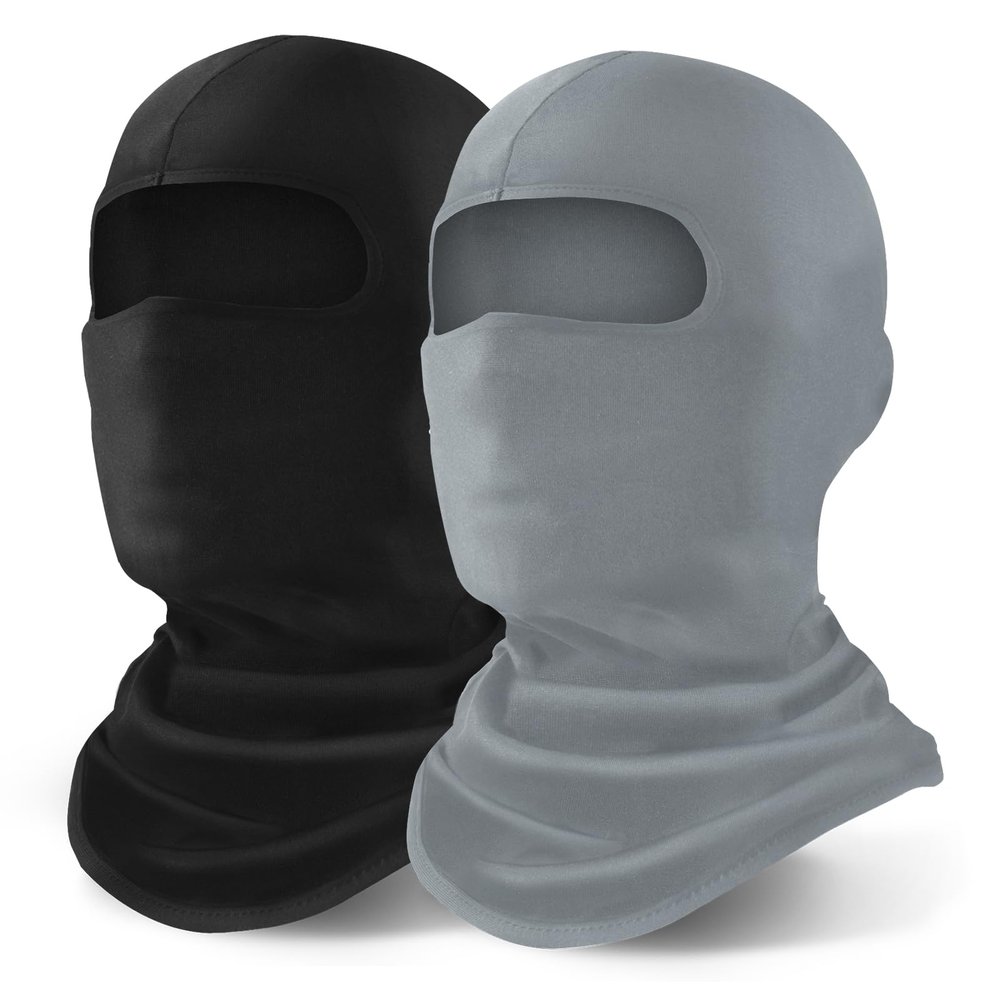 YESLIFE 2 Pieces Balaclava Ski Mask for Men and Women, Winter Face Mask, Shiesty for Skiing, Snowboarding & Motorcycle (Light Grey+Black)