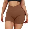 Waist Waisted Shorts Butt V Shorts High Workout Cross Women Lifting Biker Yoga Shorts Yoga Shorts Women Sexy (Coffee, M) view 2