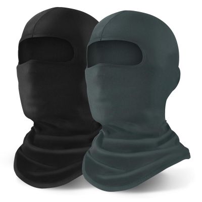 YESLIFE 2 Pieces Balaclava Ski Mask for Men and Women, Winter Face Mask, Shiesty for Skiing, Snowboarding & Motorcycle (Dark Grey+Black)