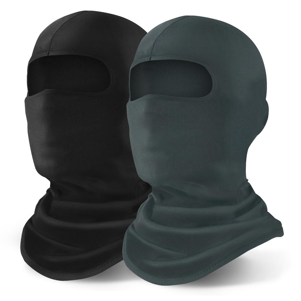 YESLIFE 2 Pieces Balaclava Ski Mask for Men and Women, Winter Face Mask, Shiesty for Skiing, Snowboarding & Motorcycle (Dark Grey+Black)