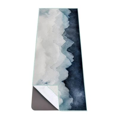 QIYI Large Yoga Mat Towel with Corner Pockets, Non Slip Sweat Absorbent Hot Yoga Towels, Soft Yoga Blankets with Travel Bag, Skidless Mat Cover for Workout, Gym, Fitness - 74"x26", Watercolor Mountain