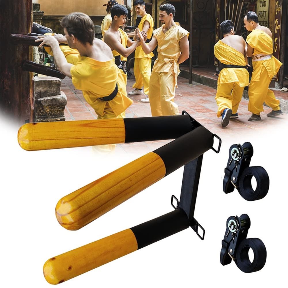 DYK&NX Wing Chun Dummy, Freestand on Tripod Martial Arts Leg Training, Spinning Wooden Dummy, for Hand-Eye Coordination and Footwork Improvement (Size : 3 Spring Hands)