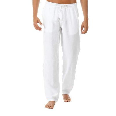 QWENTMTNTY Baggy Pants for Men Linen Cotton Casual Loose Hippie Boho Yoga Summer Solid Color Drawstring Stretch Harem Pants
