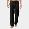 QWENTMTNTY Baggy Pants for Men Linen Cotton Casual Loose Hippie Boho Yoga Summer Solid Color Drawstring Stretch Harem Pants view 2