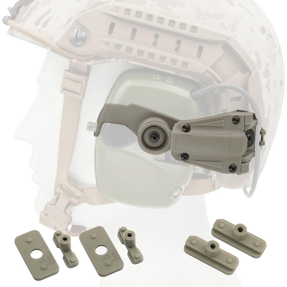 Tactical Helmet ARC Rail Adapter for Tactical Electronic Shooting Earmuffs, Compatible with Howard Leight Impact Sport Product Model R - 01526 Headphones (DE)