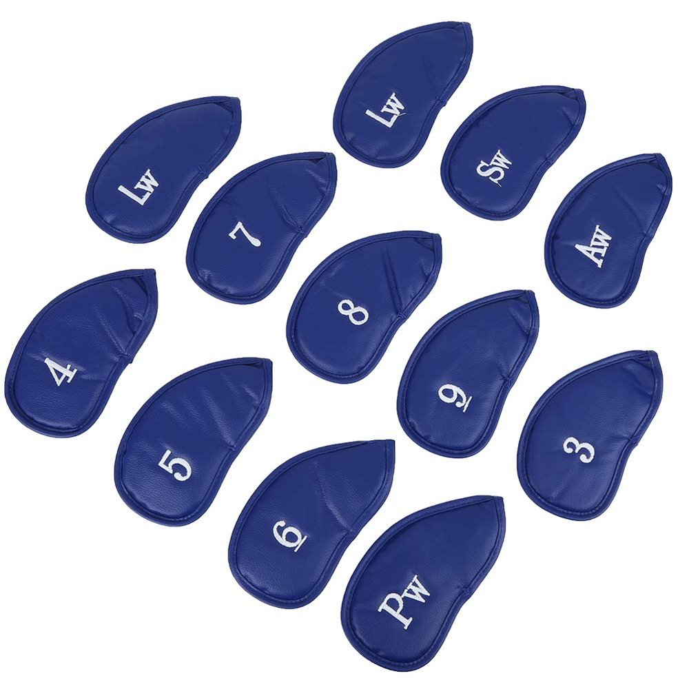 Alvinlite 12pcs Thick Synthetic Leather Golf Iron Head Covers Set Premium Golf Club Covers with Large No. for All Brands, for Callaway, for Ping, for Taylormade,for Cobra Etc