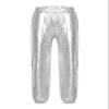 Daenrui Kids Girls Boys Metallic Shiny Jazz Hip Hop Street Dance Pants Harem Pants Athletic Leggings Dancewear Metallic 10 Years view 2