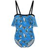 BAIKUTOUAN Killer Whales Orca Whale Girls' One Piece Swimsuit Adjustable Off Shoulder Bathing Suit Beach Ruffle Swimwear 9-11Y140cm view 1