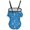 BAIKUTOUAN Killer Whales Orca Whale Girls' One Piece Swimsuit Adjustable Off Shoulder Bathing Suit Beach Ruffle Swimwear 9-11Y140cm view 2