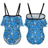 BAIKUTOUAN Killer Whales Orca Whale Girls' One Piece Swimsuit Adjustable Off Shoulder Bathing Suit Beach Ruffle Swimwear 9-11Y140cm view 3