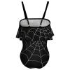 BAIKUTOUAN Goth Spider Web Girls' One Piece Swimsuit Adjustable Off Shoulder Bathing Suit Beach Ruffle Swimwear 6-7Y110cm view 2