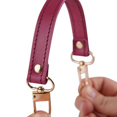 Leather Replacement Top Handle in Fuchsia Compatible with NeoNoe and Designer Bags, Wide Leather Short Handle and U-Shaped Leather Strap