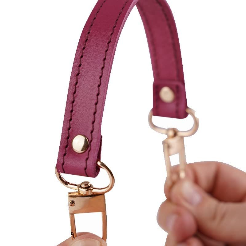 Leather Replacement Top Handle in Fuchsia Compatible with NeoNoe and Designer Bags, Wide Leather Short Handle and U-Shaped Leather Strap