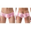 Linjinx Men's Oily Glossy Cheeky 1/2 Back Coverage Bulge Boxers Enhancing Pouch Skimpy Underwear Pink X-Large view 4