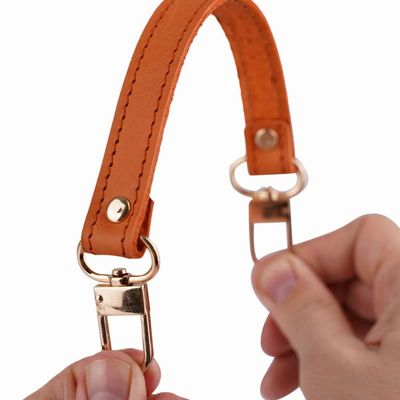 Leather Replacement Top Handle in Orange Compatible with NeoNoe and Designer Bags, Wide Leather Short Handle and U-Shaped Leather Strap
