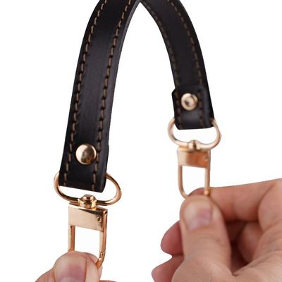 Leather Replacement Top Handle in Black Compatible with NeoNoe and Designer Bags,  Wide Leather Short Handle and U-Shaped Leather Strap