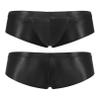 Linjinx Men's Oily Glossy Cheeky 1/2 Back Coverage Bulge Boxers Enhancing Pouch Skimpy Underwear Black X-Large view 3