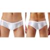 Linjinx Men's Oily Glossy Cheeky 1/2 Back Coverage Bulge Boxers Enhancing Pouch Skimpy Underwear White XX-Large view 4
