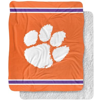 Clemson University Blanket, 50"X60" Primary Logo,Silky Touch Sherpa Back Super Soft Throw Blanket