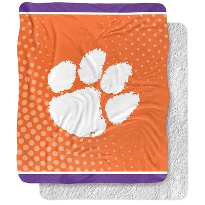 Clemson University Blanket, 50"X60" Logo Dots,Silky Touch Sherpa Back Super Soft Throw Blanket