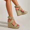 ZBYY Wedge Sandals for Women Wide Width Slingback Platform Open Toes Summer Cross Ankle Strap Espadrille Wedge Sandals view 3