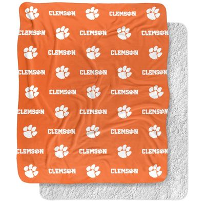 Clemson University Blanket, 50"X60" Logo Pattern,Silky Touch Sherpa Back Super Soft Throw Blanket